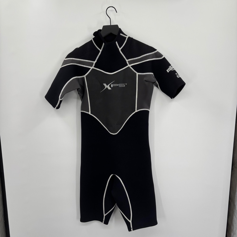 XPS Mens Shorty Wetsuit‎ Medium 2mm Super Stretch Neoprene Black Gray